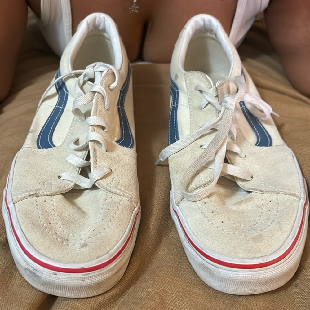 Vans SK8-Low Size 9 Classic White Navy Great Condition